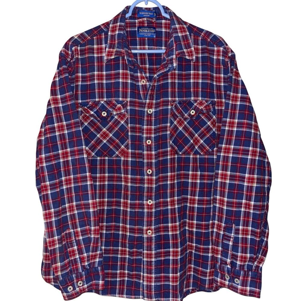 Pendleton men’s Burnside Flannel long sleeve button down shirt blue red plaid XL